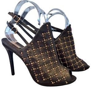 Schutz Gold Studded Peeptoe